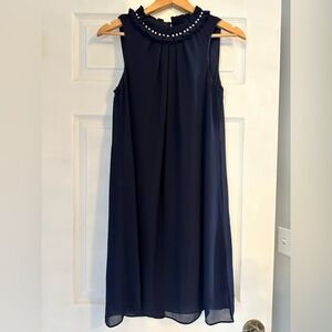 Elegant Navy Blue Sleeveless Dress